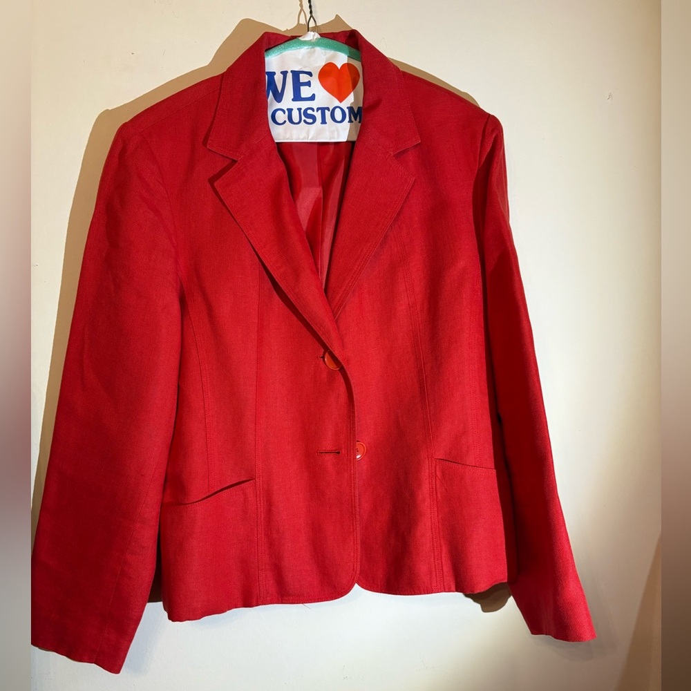 Talbots Vibrant Red Irish Linen Blazer